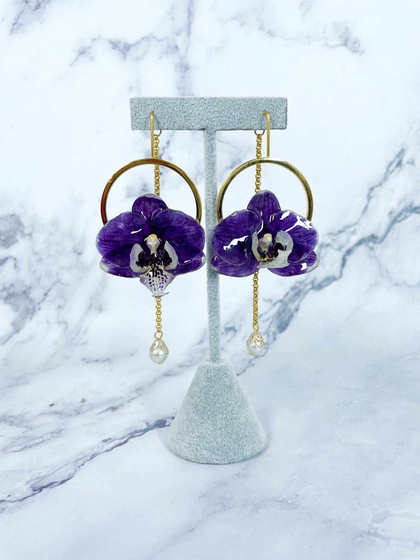"Moth" Real Orchid Earrings