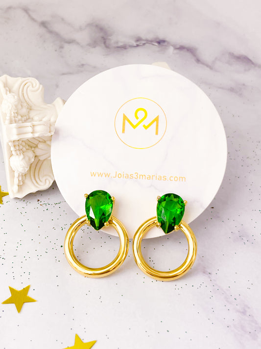 Green Fire Stud Earrings